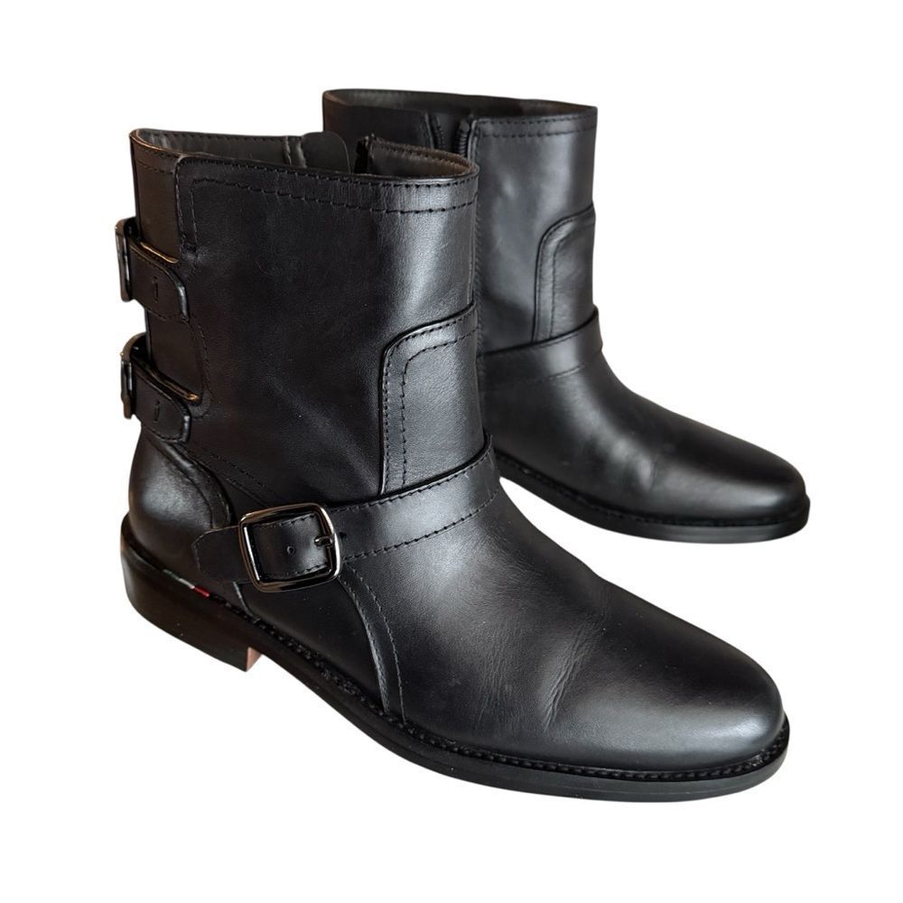 Franco Sarto Women's Prina Block Heel Moto Ankle Boots Black Leather Size 8 - Picture 12 of 12